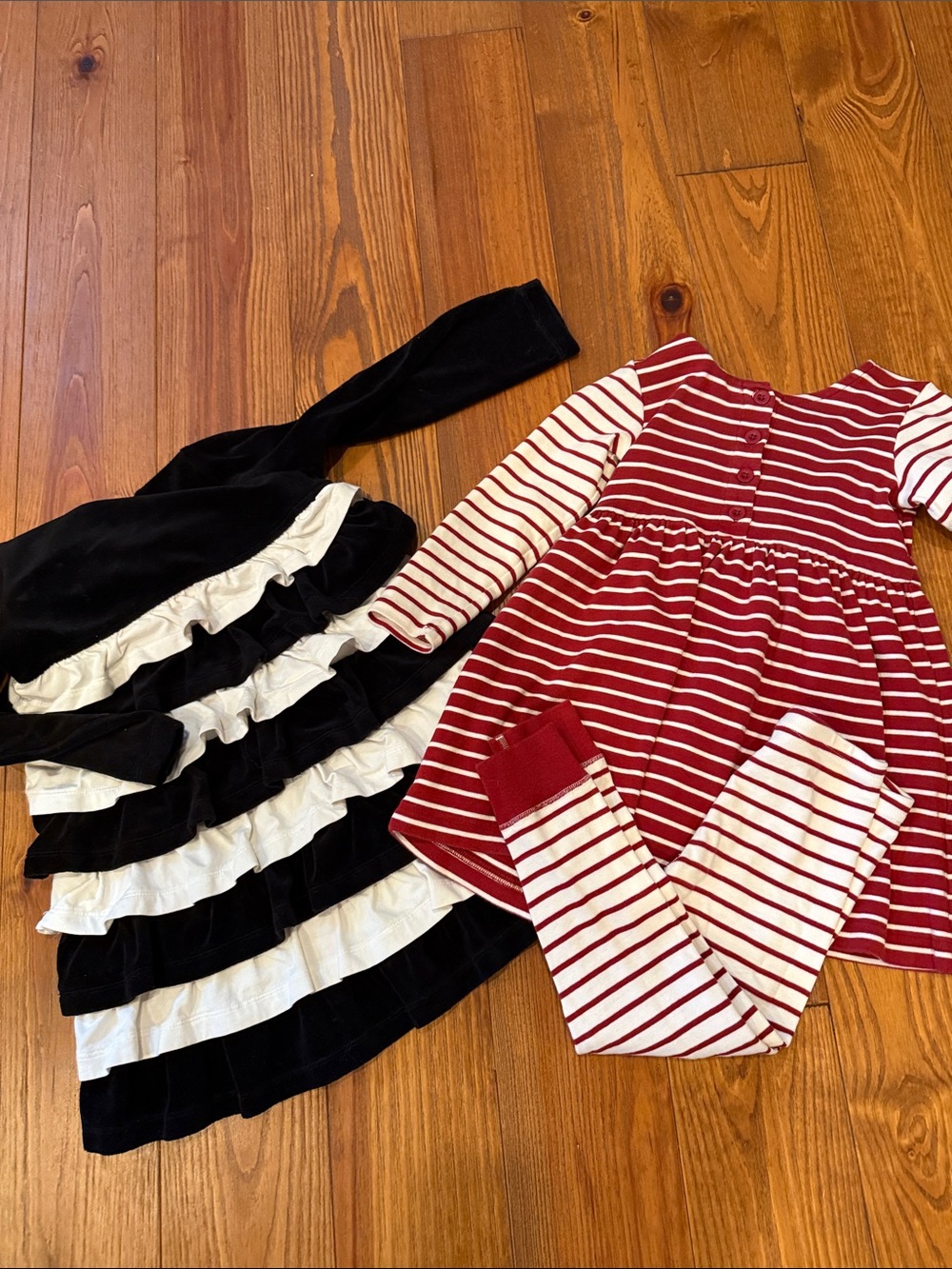 Girls' Red and White Striped Casual Dress with Matching Leggings size 4 Hanna